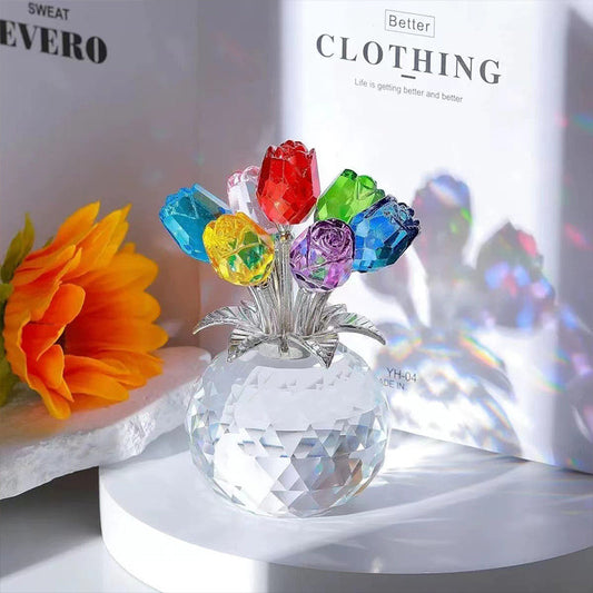 💖Valentine's Day Special: 50% OFF🌹Everlasting Crystal Rose Flower Figurine in Vase🌸