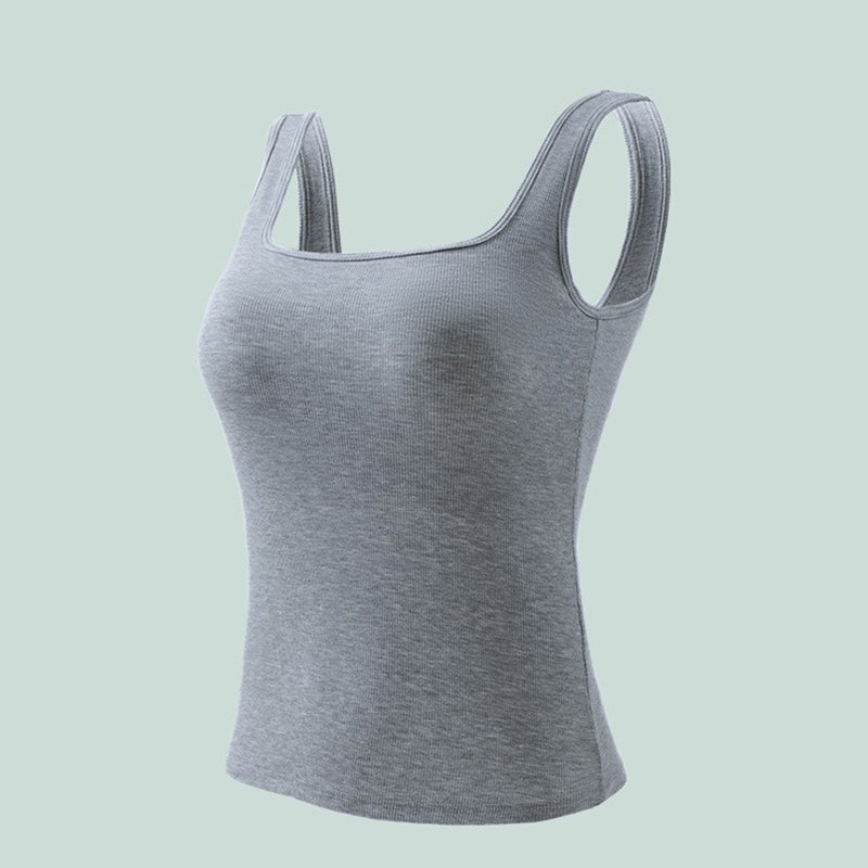 Women's Comfortable Backless Tank Top with Built-in Bra
