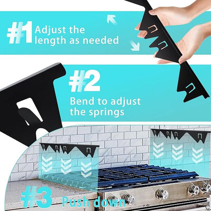 🔥 Stainless Steel Adjustable Retractable Stove Gap Covers – Adjustable & Retractable, Heat-Resistant Stainless Steel, Anti-Dust & Easy to Clean 🧽