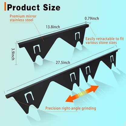 🔥 Stainless Steel Adjustable Retractable Stove Gap Covers – Adjustable & Retractable, Heat-Resistant Stainless Steel, Anti-Dust & Easy to Clean 🧽