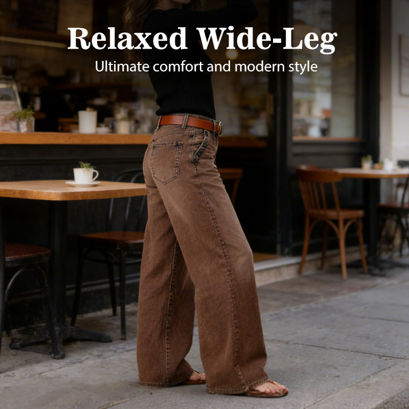 💎 50% OFF! 💎 High-Waist Wide-Leg Jeans with Button Detail – Vintage Flair, Premium Washed Denim & Flattering Silhouette 👖✨