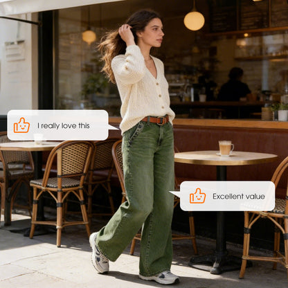 💎 50% OFF! 💎 High-Waist Wide-Leg Jeans with Button Detail – Vintage Flair, Premium Washed Denim & Flattering Silhouette 👖✨