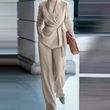⏳Limited-time 50% off⏰Women's Elegant Tie-Waist Blazer & Wide-Leg Pants Suit Set👔👖