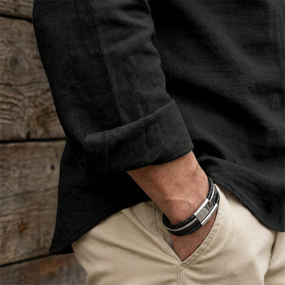 ⏳Time-Limited Special⏰Plain Linen-Cotton Blend Shirt for Men – Breathable & Lightweight, Relaxed Fit & Versatile Style 🌿
