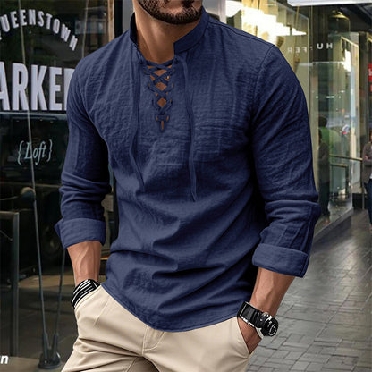 ⏳Time-Limited Special⏰Plain Linen-Cotton Blend Shirt for Men – Breathable & Lightweight, Relaxed Fit & Versatile Style 🌿