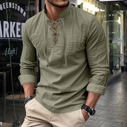 ⏳Time-Limited Special⏰Plain Linen-Cotton Blend Shirt for Men – Breathable & Lightweight, Relaxed Fit & Versatile Style 🌿
