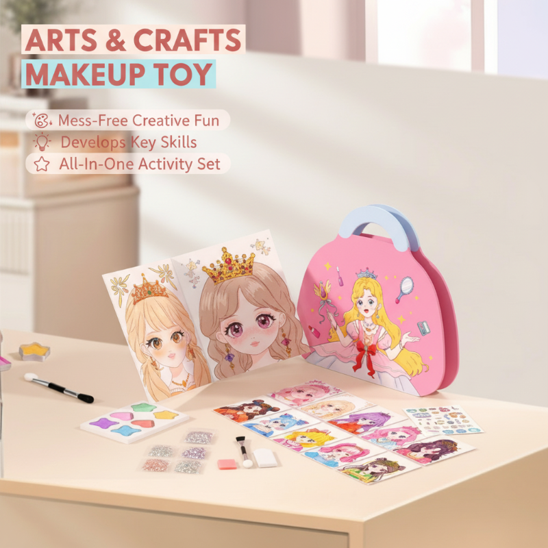 👑LAST DAY SALE 🎨Mess-Free Paper Play, Realistic Fun for Girls ✨ Princess Makeup & Diamond Painting Craft Kit