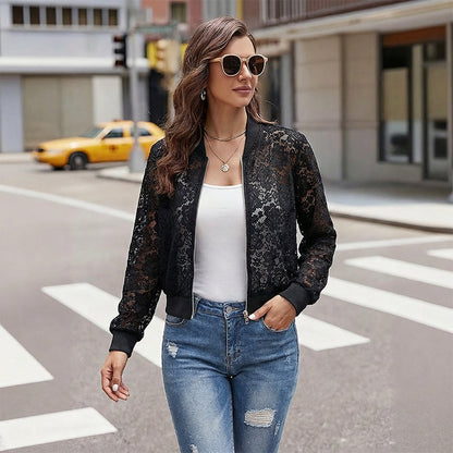 🔥New Arrivals & Special Offers-Women's Lightweight Lace Zip-Up Jacket