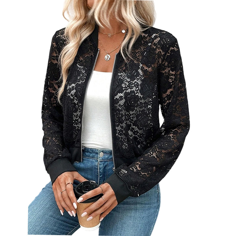 🔥New Arrivals & Special Offers-Women's Lightweight Lace Zip-Up Jacket