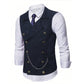 🔥Men's Casual Retro Slim Fit Dress Vests for Suit or Tuxedo🤎🖤(Vest + Shirt + Tie + Chain)