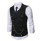 🔥Men's Casual Retro Slim Fit Dress Vests for Suit or Tuxedo🤎🖤(Vest + Shirt + Tie + Chain)