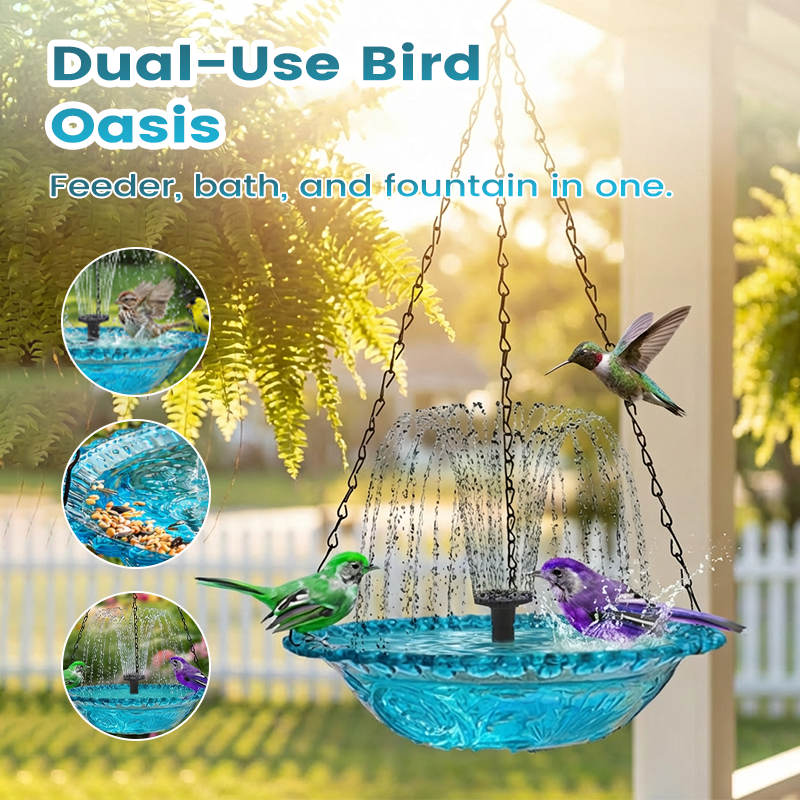 💖2026 Hot Sale: 50% OFF!💖Outdoor Hanging Fountain Bird Bath & Feeder