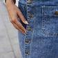 High-Waist Button-Front Denim Skirt