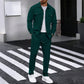 ✨ Easy Everyday Comfort | Men's Waffle-Knit Button-Up Shirt & Pants 2-Piece Set