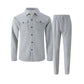 ✨ Easy Everyday Comfort | Men's Waffle-Knit Button-Up Shirt & Pants 2-Piece Set