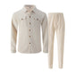 ✨ Easy Everyday Comfort | Men's Waffle-Knit Button-Up Shirt & Pants 2-Piece Set