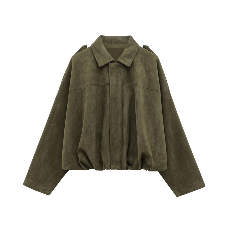 ⏰Last Day Sale 50% Off💃Women's Suede-Like Cropped Bomber Jacket