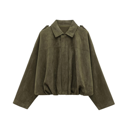⏰Last Day Sale 50% Off💃Women's Suede-Like Cropped Bomber Jacket
