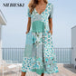 🥳2026 HOT SALE🥳💞50K+ SOLD!💙50% OFF! Women's Patterned V-Neck Short Sleeve Dress – Soft fabric, slim flattering fit, casual daily essential🌿✅