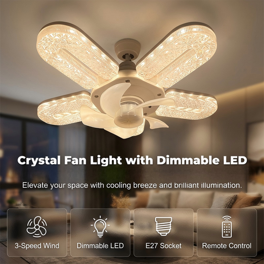 Keeping You Cool And Sparkling 🌬️💡 Crystal-Effect LED 5-Blade LED Fan Light