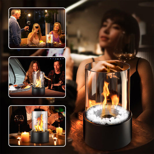 🔥 50% OFF! 🏠 Glass & Metal Tabletop Fireplace – Portable, Smoke-Free for Indoor & Outdoor Use, With Ethanol Burner & Cozy Decorative Accentuator for Your Home ✨