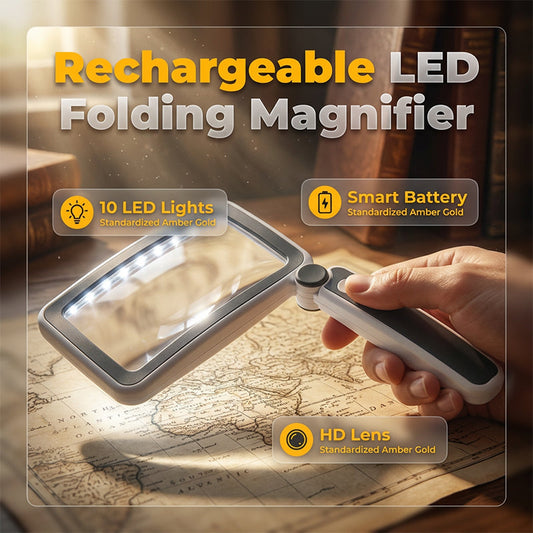 🔥Limited-time offer-50% OFF🔥Folding Handheld Magnifying Glass with Light for Reading