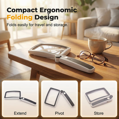 🔥Limited-time offer-50% OFF🔥Folding Handheld Magnifying Glass with Light for Reading