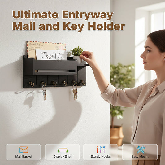 🔥 LAST DAY: 50% OFF!! 🏆Wall-Mounted Mail and Key Holder with Shelf