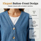 📢📢50% OFF !! ⏰  Women's Classic Button Front Denim Jacket – V-Neck, Breathable Fabric & Relaxed Fit 💙
