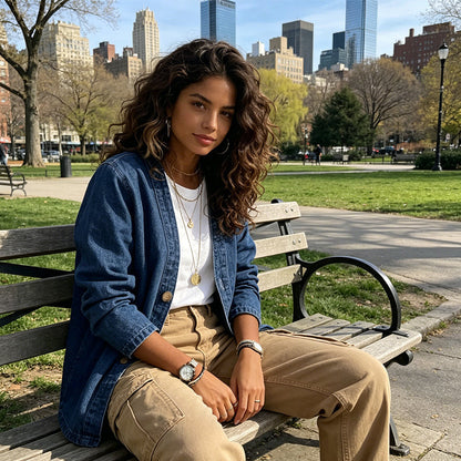📢📢50% OFF !! ⏰  Women's Classic Button Front Denim Jacket – V-Neck, Breathable Fabric & Relaxed Fit 💙