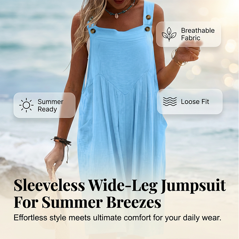 ⏳🔥LIMITED-TIME 50% OFF! 🌸 Sleeveless Wide-Leg Jumpsuit – Effortless Summer Style & Comfort ✨💃