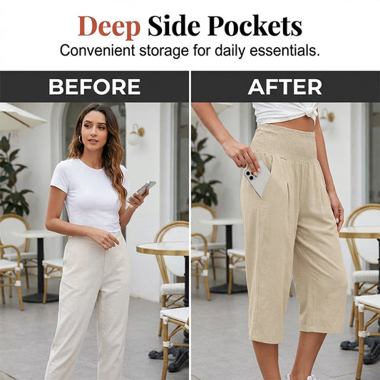 ⏰🔥LIMITED TIME 50% OFF! 👖 Women’s Lightweight Elastic Waist Crop Pants (S-3XL) – Comfortable, Flowy & Perfect for Casual Summer Outfits ✨🌿
