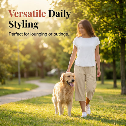 ⏰🔥LIMITED TIME 50% OFF! 👖 Women’s Lightweight Elastic Waist Crop Pants (S-3XL) – Comfortable, Flowy & Perfect for Casual Summer Outfits ✨🌿