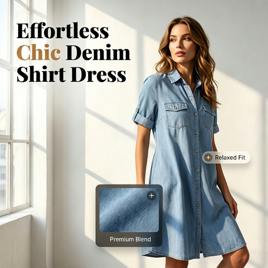 🔥 Limited-Time Sale – Up to 50% OFF🔥Women's Casual Denim Shirt Dress