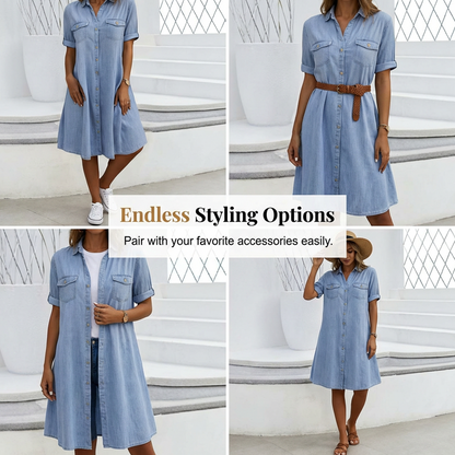 🔥 Limited-Time Sale – Up to 50% OFF🔥Women's Casual Denim Shirt Dress