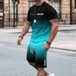 🌈👕 Men's Gradient Color 2-Piece Set – T-Shirt & Shorts, Breathable, Relaxed Fit 🩳