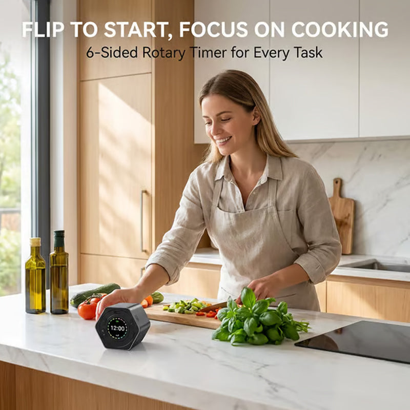 🌞 Freshen Up for Spring with 50% Off! 🔥 6-Sided Flip Timer | Digital Pomodoro & Focus Timer (USB-C) | Silent Kitchen Timer for Remote Work & Study