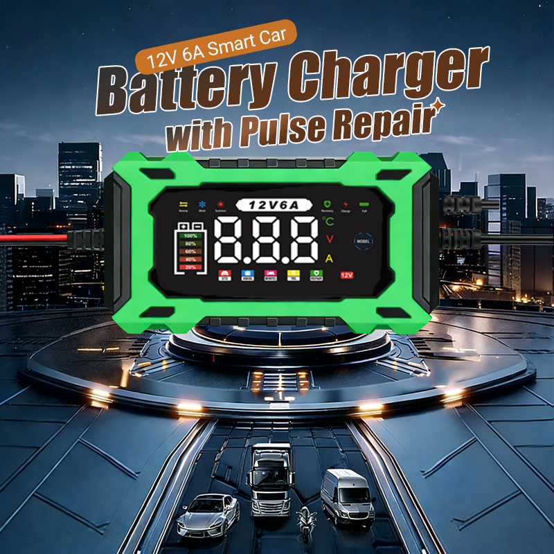 ⏳Time-Limited Special⏰12V 6A Smart Car Battery Charger – Pulse Repair Technology, Auto Maintain & Desulfation