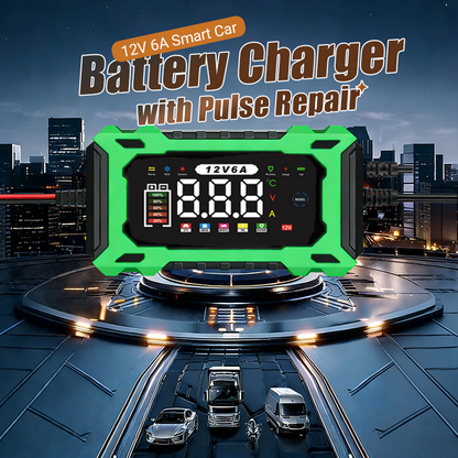 ⏳Time-Limited Special⏰12V 6A Smart Car Battery Charger – Pulse Repair Technology, Auto Maintain & Desulfation