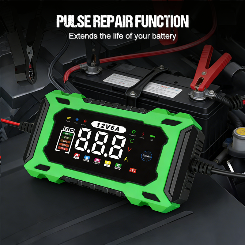 ⏳Time-Limited Special⏰12V 6A Smart Car Battery Charger – Pulse Repair Technology, Auto Maintain & Desulfation