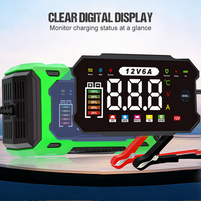 ⏳Time-Limited Special⏰12V 6A Smart Car Battery Charger – Pulse Repair Technology, Auto Maintain & Desulfation