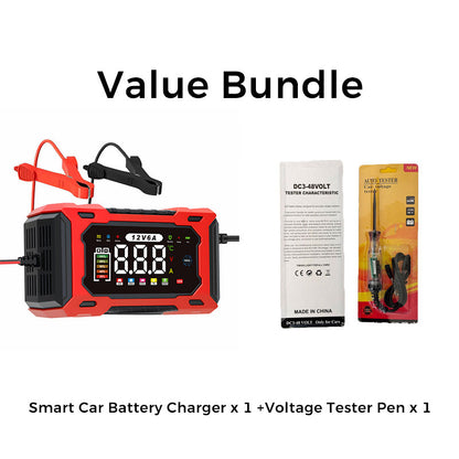 ⏳Time-Limited Special⏰12V 6A Smart Car Battery Charger – Pulse Repair Technology, Auto Maintain & Desulfation