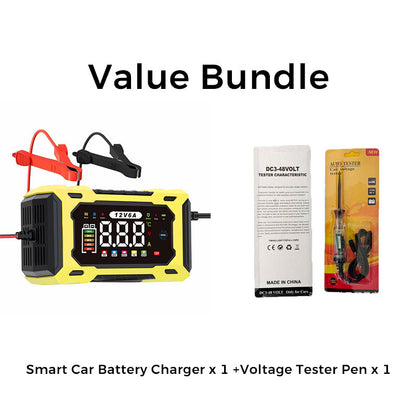 ⏳Time-Limited Special⏰12V 6A Smart Car Battery Charger – Pulse Repair Technology, Auto Maintain & Desulfation