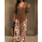 🌿 One Set, Instant Style | Women's V-Neck Top & Printed Wide-Leg Pants Set