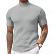 👕 LIMITED-TIME 50% OFF! ✨ Men's Slim Mock Neck T-Shirt – Ribbed, Short Sleeve, 6 Colors 🍁