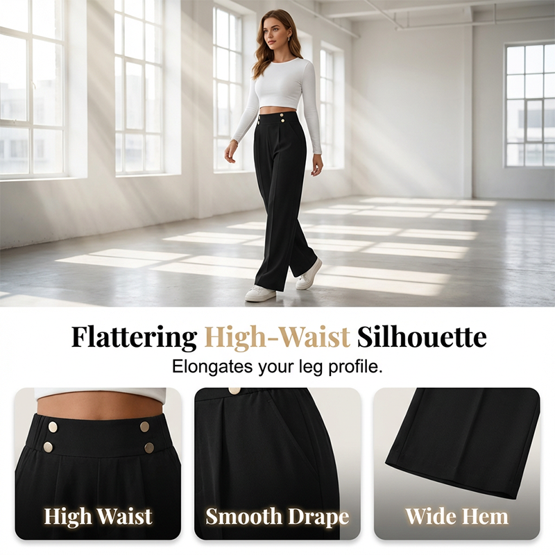 🌸Hot Sale 50% OFF💖Women's High-Waist Wide-Leg Trousers