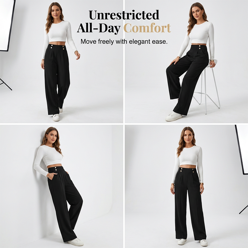 🌸Hot Sale 50% OFF💖Women's High-Waist Wide-Leg Trousers