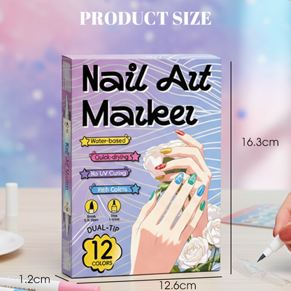 🎨Last Day 50% OFF💞50K+ SOLD!✨Dual-Tip Nail Art Marker Pen Set Quick‑dry, no UV lamp. Fine & brush tips. 12/24 vibrant colors. Easy DIY at home. No smudges, just art! 💅🖌️