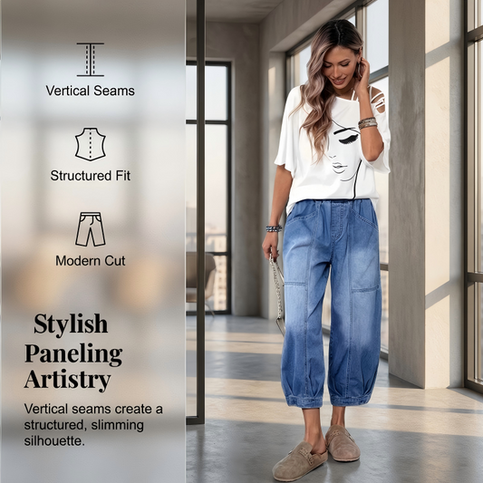 🥳2026 HOT SALE🥳💞50K+ SOLD!💕🌸 50% OFF! Women’s Elastic Waist Loose Fit Cropped Jeans