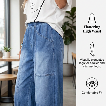 🥳2026 HOT SALE🥳💞50K+ SOLD!💕🌸 50% OFF! Women’s Elastic Waist Loose Fit Cropped Jeans